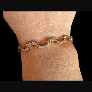 Vintage 925 Sterling Silver Yellow Gold  Vermeil Infinity Tennis Bracelet 6.25"
